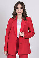Пиджак удлиненный женский красный костюмный креп удлинённая Актуаль 029, 46