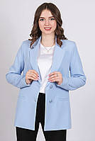 Пиджак удлиненный женский голубой костюмный креп удлинённая Актуаль 029, 42