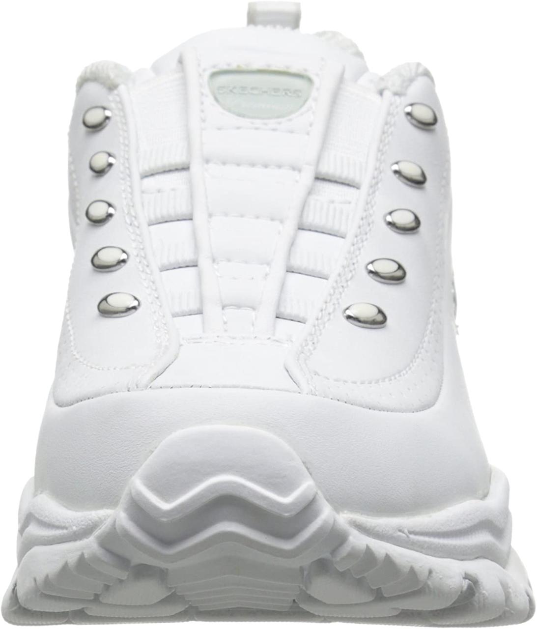 White leather slip sales on skechers