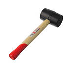 Киянка гумова 450 г. 60 мм, чорна гума, дерев'яна ручка INTERTOOL HT-0237, фото 3