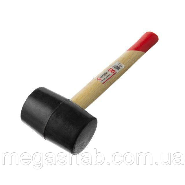 Киянка гумова 450 г. 60 мм, чорна гума, дерев'яна ручка INTERTOOL HT-0237, фото 1