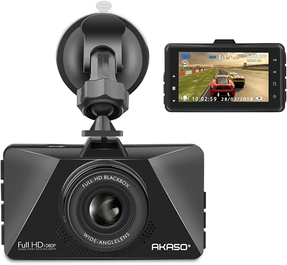 AKASO C200 Dash Cam Автомобільна камера для панелі з 3-дюймовим РК-екраном 1080P Full HD, ширококутним об’єкт