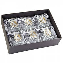 Подарунковий набір кришталевих склянок для віскі Boss Crystal "Кролик-23" 6 шт., платина, срібло, золото