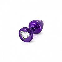 Анальна пробка Diogol Anni R Heart Purple: Кристал 30 мм, з кристалом Swarovski у вигляді сердечка
