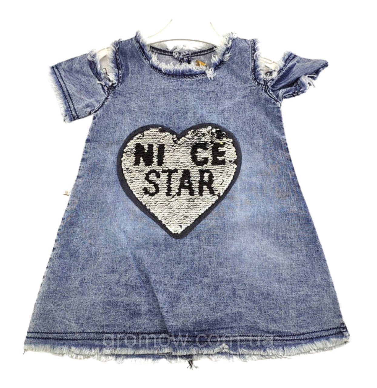 Дитячий сарафан плаття Туреччина 2, 3 роки для дівчинки джинсовий літній синє (ПЛД1), фото 1