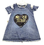Дитячий сарафан плаття Туреччина 2, 3 роки для дівчинки джинсовий літній синє (ПЛД1), фото 2