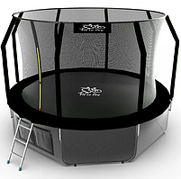 Батут 8ft/252 см з внутрішньою сіткою чорний та драбинка