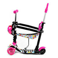 Самокат 5в1 Best Scooter, абстракція, із захисним бампером, PU колеса, підсвічування коліс, в кор. (S 5593), фото 2