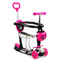 Самокат 5в1 Best Scooter, абстракція, із захисним бампером, PU колеса, підсвічування коліс, в кор. (S 5593), фото 3