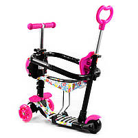 Самокат 5в1 Best Scooter, абстракція, із захисним бампером, PU колеса, підсвічування коліс, в кор. (S 5593), фото 4