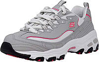 6 Wide Grey/Pink Оригинальные кроссовки на шнуровке из пены с эффектом памяти Skechers Sport D'Lites