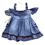 Дитячий сарафан плаття Туреччина 3 роки для дівчинки джинсовий літній синє (ПЛД2), фото 2