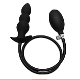 Надувний анальний чорний стимулятор 11 см, Пробка анальна розширювач із грушею, Інтимні іграшки, фото 8