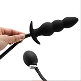 Надувний анальний чорний стимулятор 11 см, Пробка анальна розширювач із грушею, Інтимні іграшки, фото 10