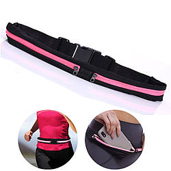 Спортивна сумка на пояс для бігу (27х10 см, 17х10) Go Runners Pocket Belt, Рожева / Поясний фітнес органайзер