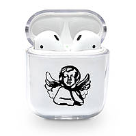 Прозрачный силиконовый чехол Apple AirPods с рисунком - Ангел (KAP1191)