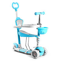 Самокат 5в1 Best Scooter, голубий, із захисним бампером, PU колеса 120х50мм зі світлом, в кор. (B-3047), фото 2