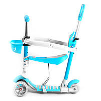 Самокат 5в1 Best Scooter, голубий, із захисним бампером, PU колеса 120х50мм зі світлом, в кор. (B-3047), фото 3
