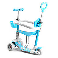 Самокат 5в1 Best Scooter, голубий, із захисним бампером, PU колеса 120х50мм зі світлом, в кор. (B-3047), фото 5