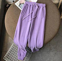 Женские спортивные штаны с манжетами двунитка лаванда черный серый 42-48