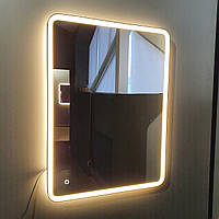 Зеркало 60х80см в черной металлической раме с двойной Led подсветкой и сенсором