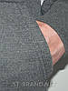 L (48). Сірі утеплені чоловічі спортивні штани на манжеті, трикотаж лакоста з начосом, фото 4