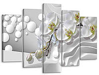 Модульная картина Декор Карпаты на стену в гостиную / спальню Модуль В дом Абстракция - белая орхидея 80x125