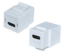 Перехідник обладнання Lucom USB Type-C F/F (USB3.0) keystone адаптер білий (62.09.8132)