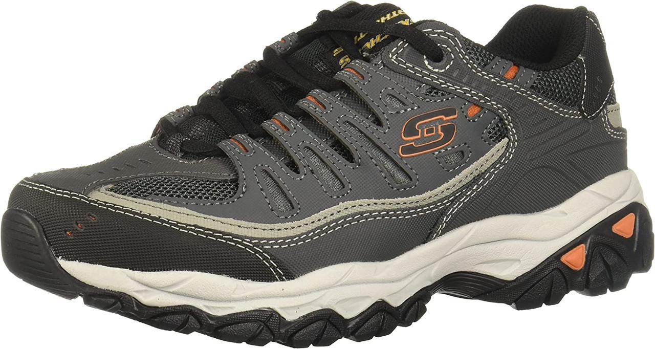 12 Wide Charcoal Мужские кроссовки Skechers на шнуровке из пены с эффектом памяти Afterburn - фото 1 - id-p1796506819