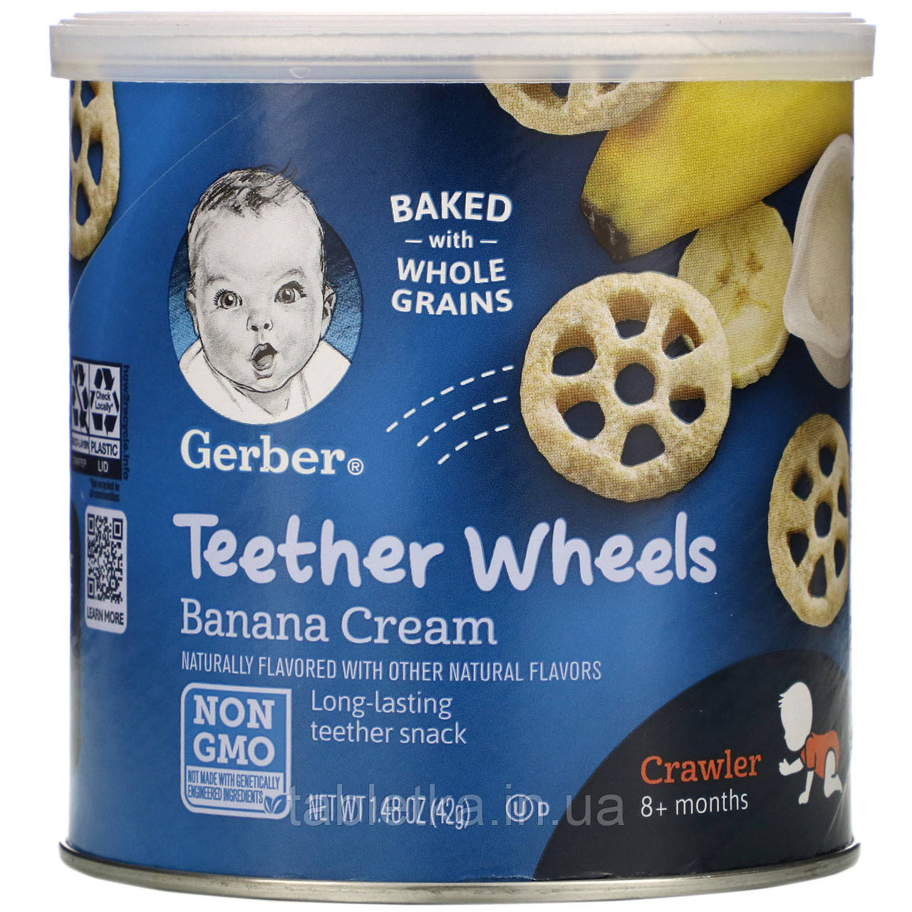 Gerber, Teether Wheels, от 8 місяців, банановий крем, 42 г (1,48 унції)
