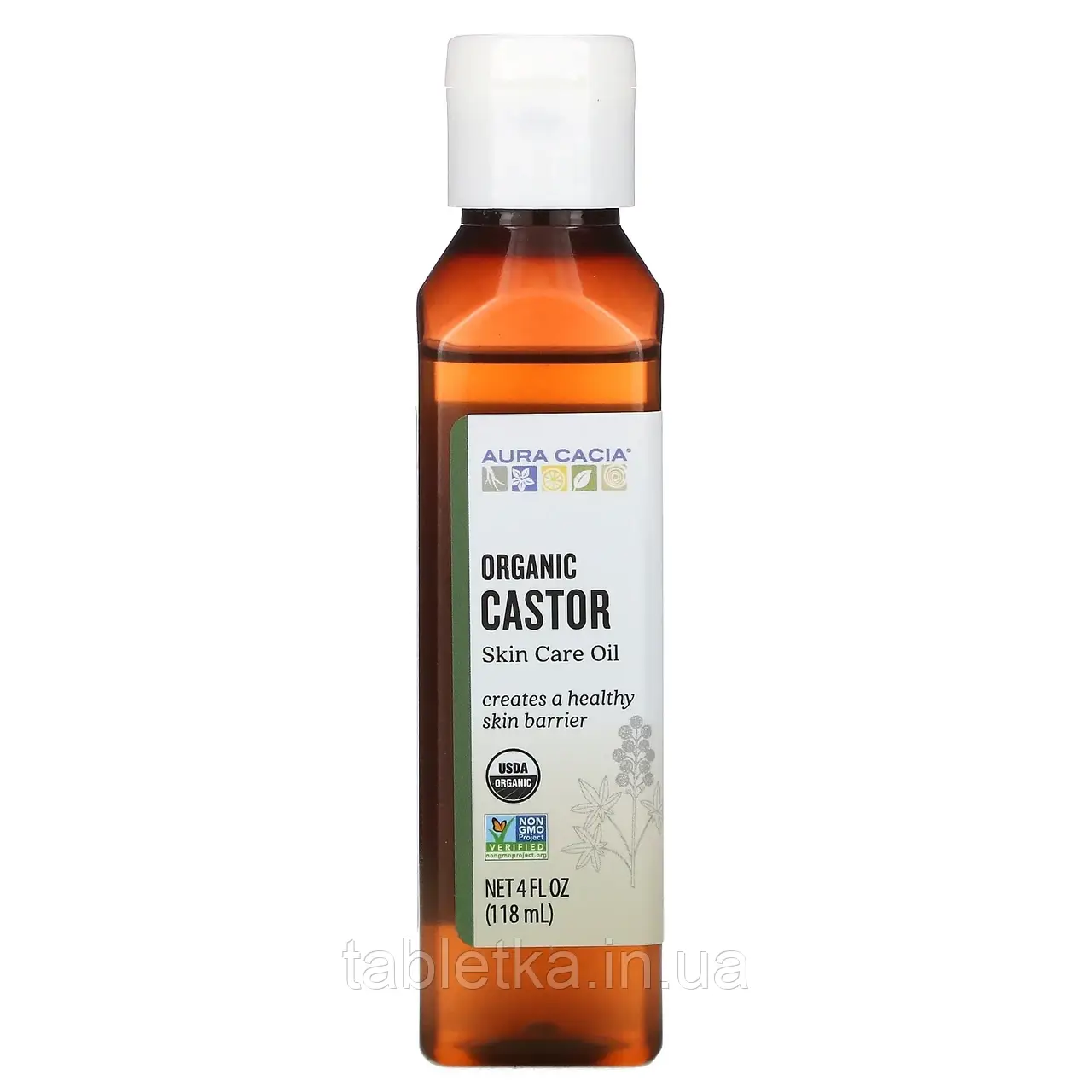 Aura Cacia, Олія для догляду за шкірою, органічна рицинова олія, 118 мл (4 рідк. Унції)