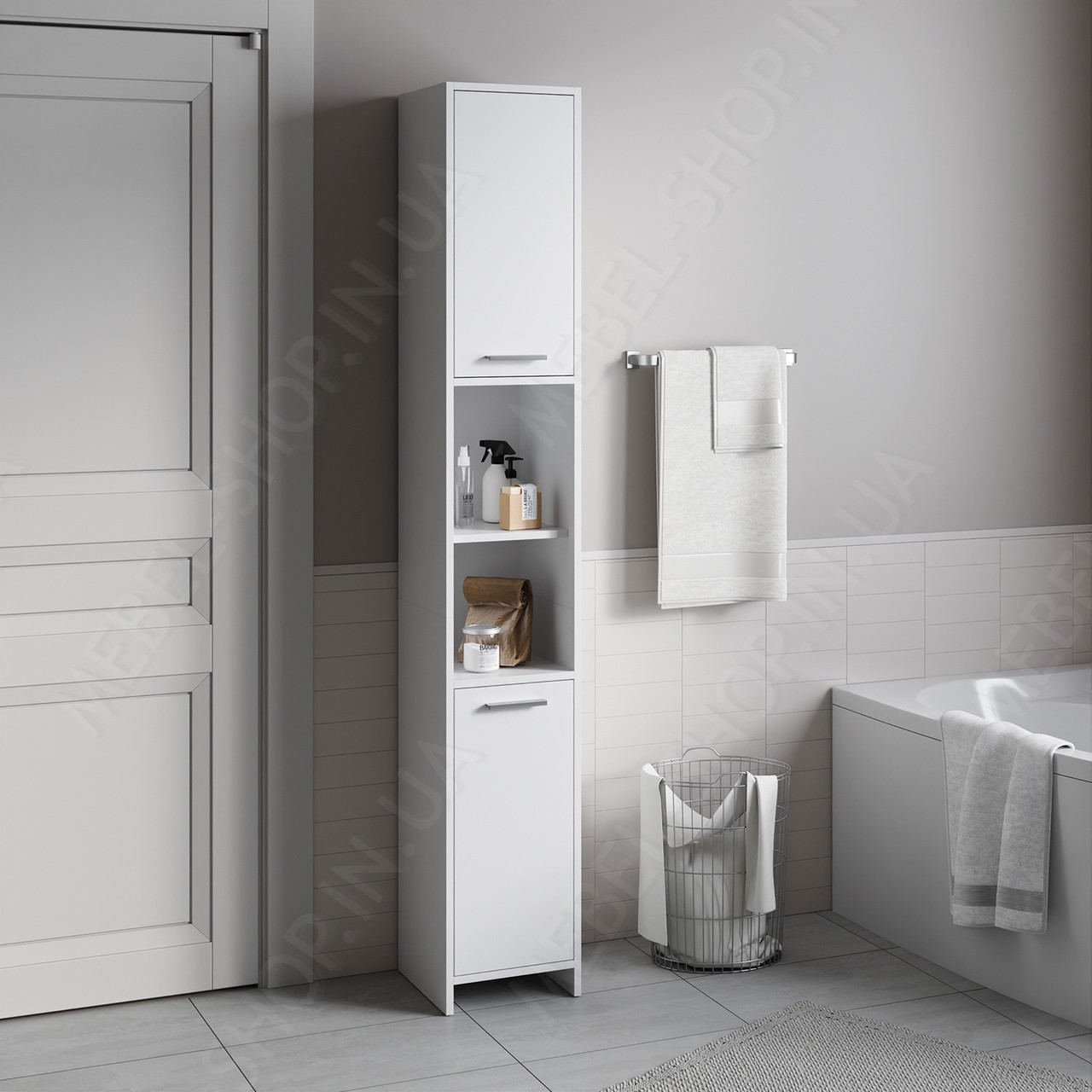 Універсальний шкаф пенал в ванну кімнату з полицями ЛДСП: продаж, ціна ...