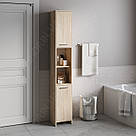 Високий шафа-пенал з 6 полицями та 2 дверцятами з Ламінованого ДСП Підлоговий закритий пенал у ванну 30 см, фото 6