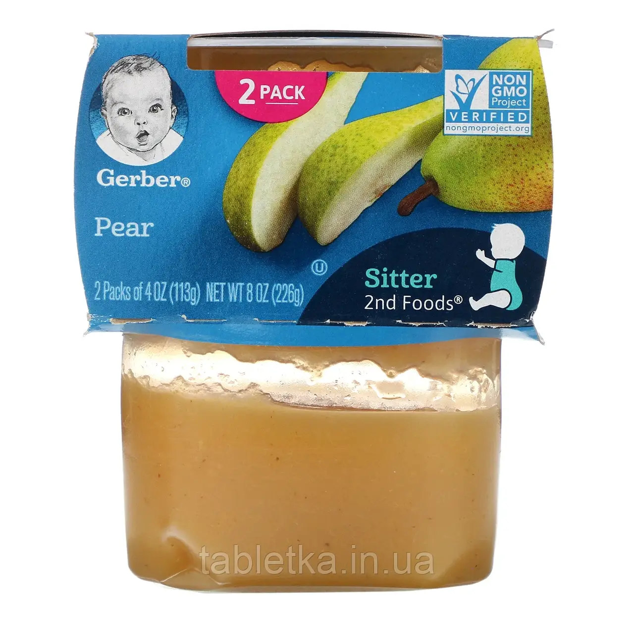 Gerber, груша, 2 баночки в пакованні, 113 г (4 унції) у кожній