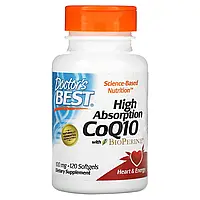 Doctor's s Best, Коензим Q10 з високим ступенем всмоктування з BioPerine, 100 мг, 120 м'яких таблеток