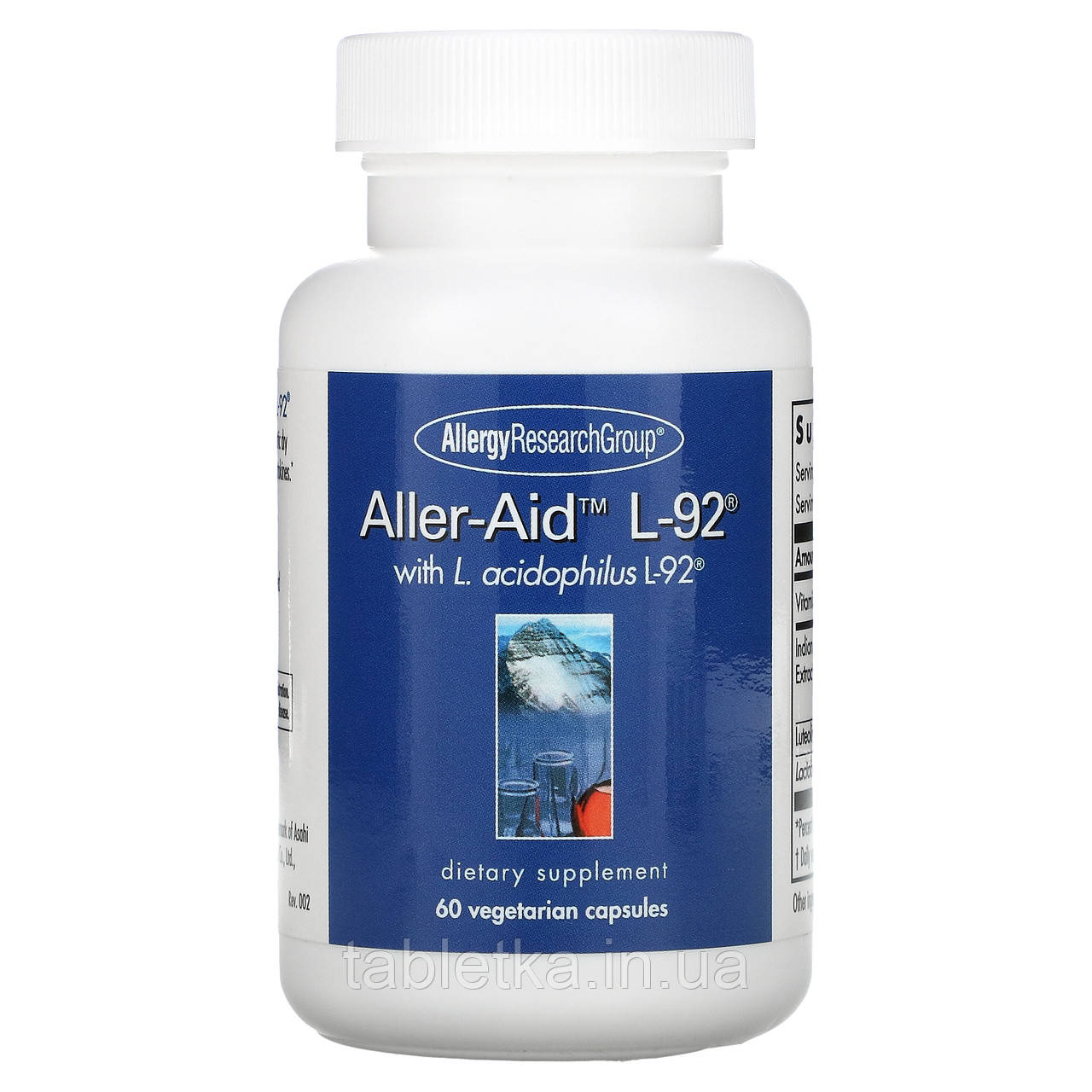 Allergy Research Group, Aller-Aid L-92 з L. Acidophilus L-92, 60 вегетаріанських капсул