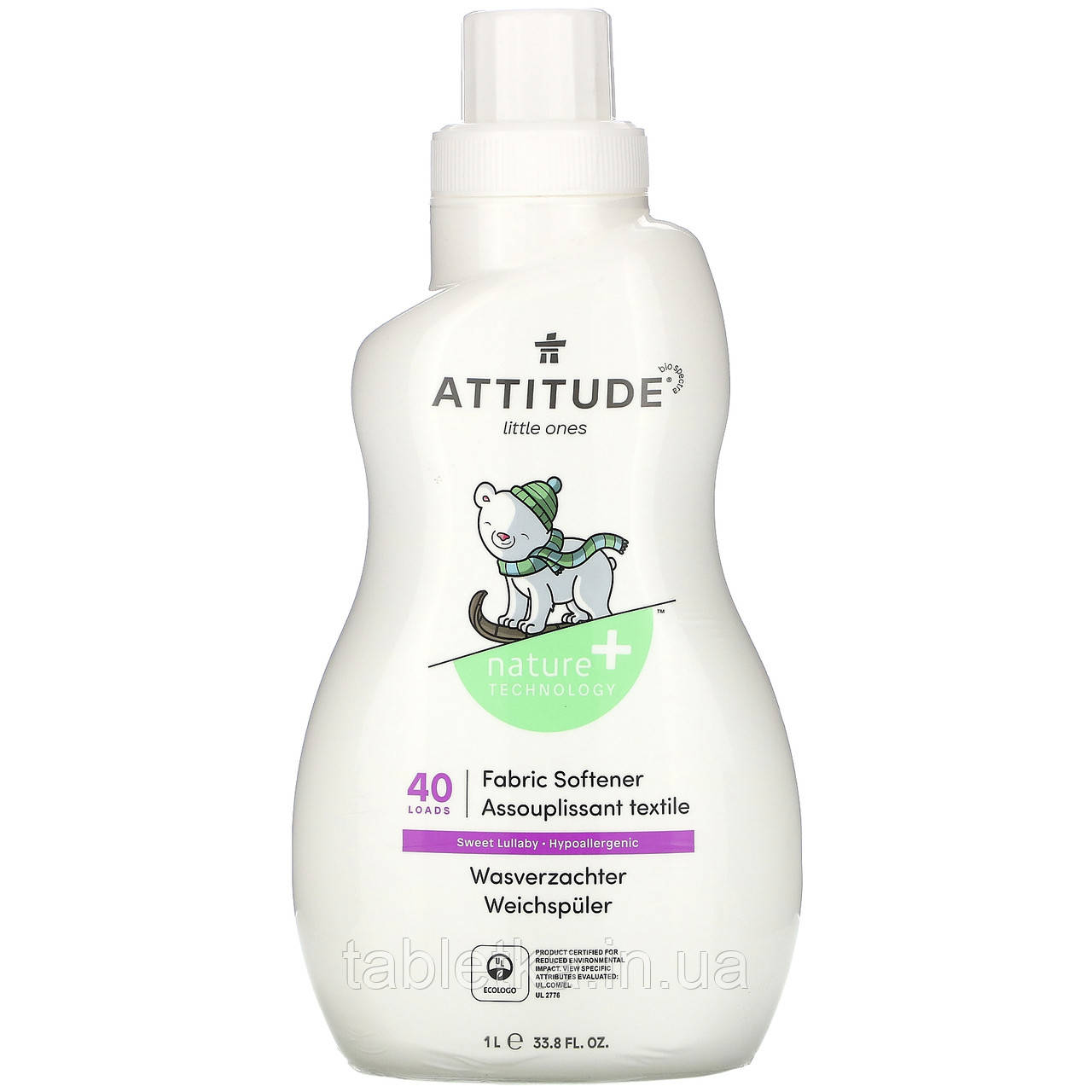 ATTITUDE, Little Ones, кондиціонер для білизни, солодка колискова, 40 порцій, 1 л (33,8 рідк. Унції)