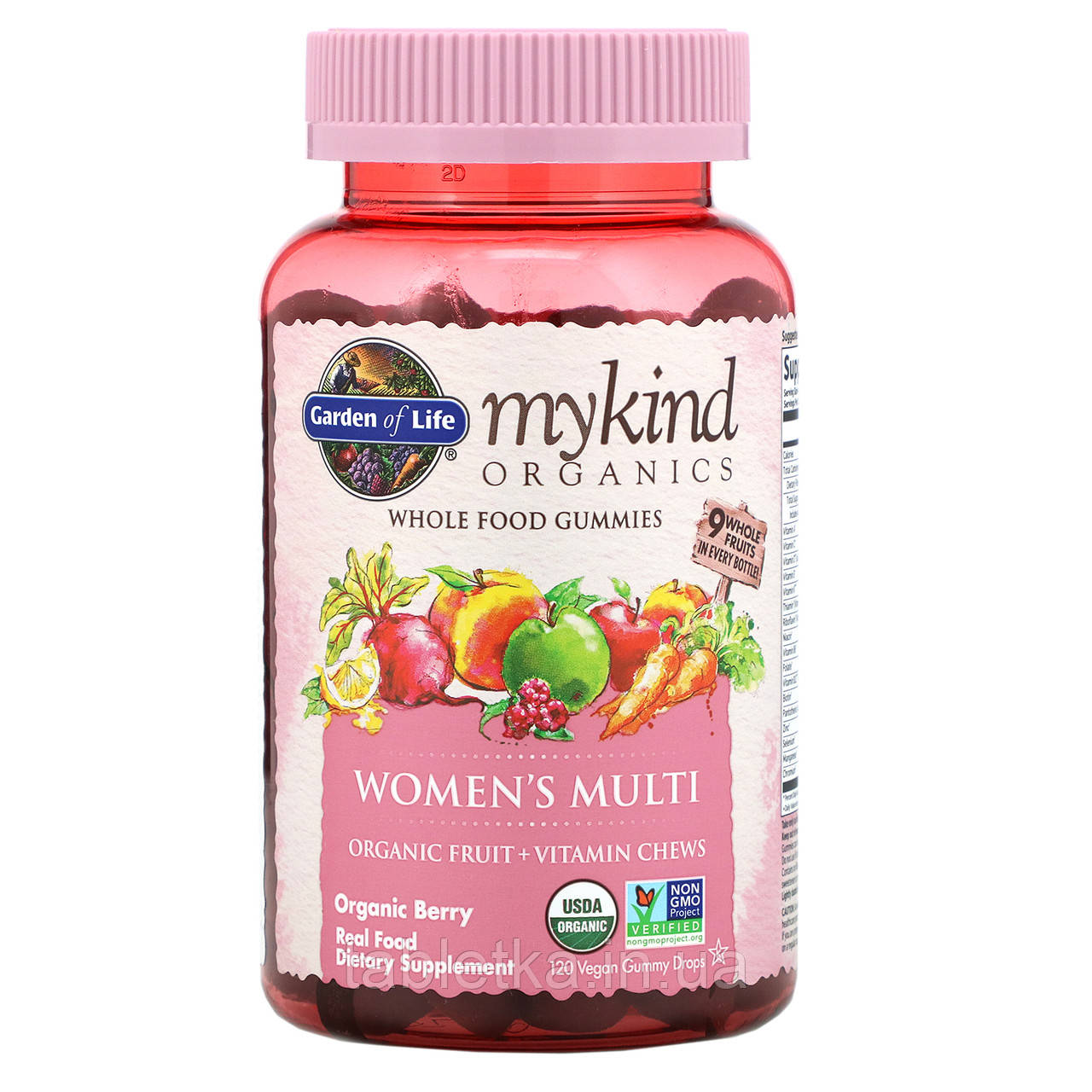 Garden of Life, MyKind Organics, мультивітаміни для жінок, органічні ягоди, 120 веганських жувальних