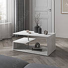 Журнальний стіл для офісних приміщень з полицями з ДСП Дизайнерський кавовий столик лофт 910 мм, фото 2