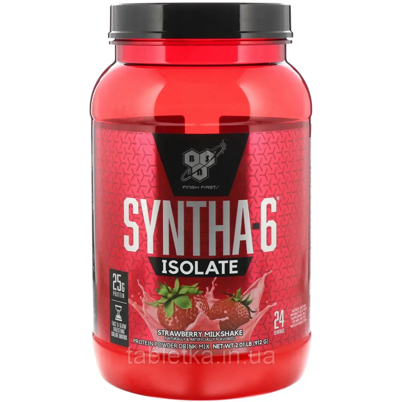 BSN, Syntha-6 Isolate, суха суміш для приготування протеїнових коктейлів, зі смаком полуниці, 912 г