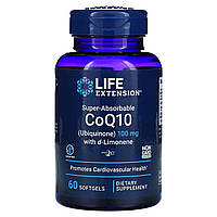 Life Extension, Super-Absorbable CoQ10, суперусваиваемый коэнзим Q10 (убихинон) с d-лимоненом, 100 мг, в