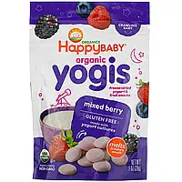 Happy Family Organics, Yogis, органические снеки из сублимированного йогурта с фруктами, ягодная смесь, 28 г в