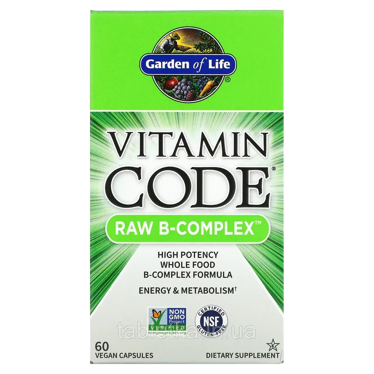 Garden of Life, Vitamin Code, Raw B-Complex, комплекс вітамінів групи В, 60 веганських капсул