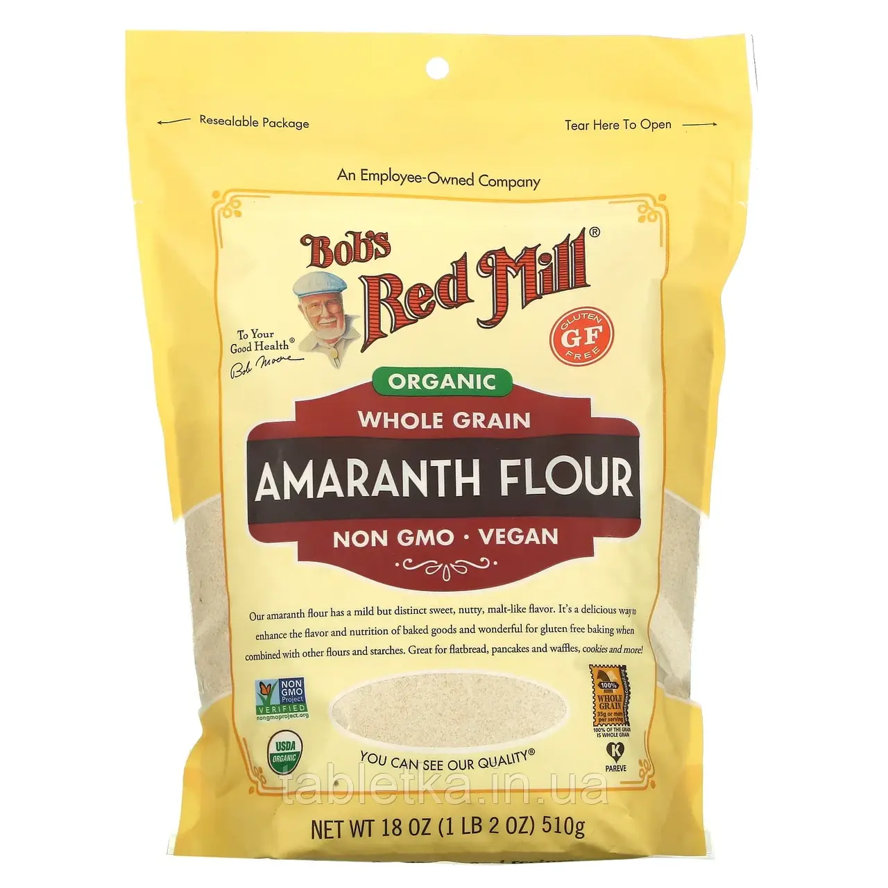 Bob's Red Mill, Органічне амарантове борошно, цільнозернове, 510 г (18 унций)