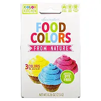 ColorKitchen, декоративные, натуральные пищевые красители, 3 пакетика с разными цветами, 2,5 г (0,088 унции) в