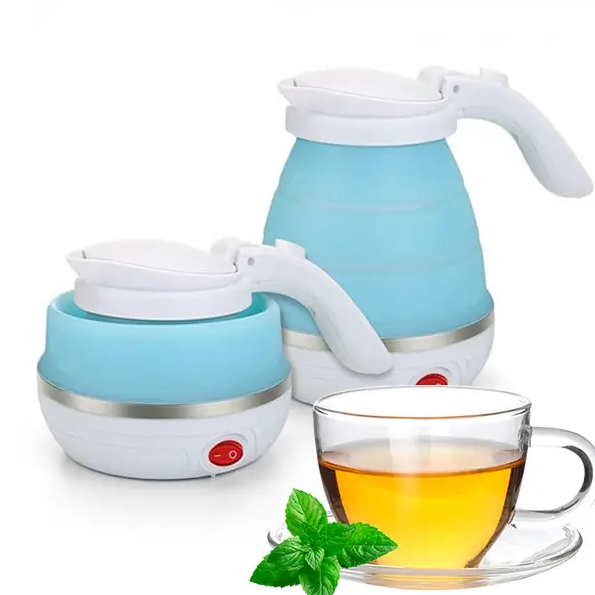 Складаний електричний дорожній силіконовий чайник Electric Kettle блакитний 600 мл