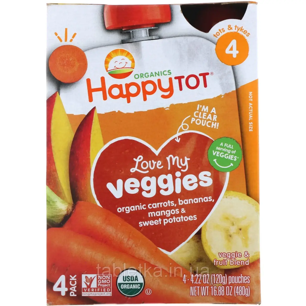 Happy Family Organics, "Бажаю свої овочі" із серії "Счастотливий карапуз", органічна фруктово-овочева суміш