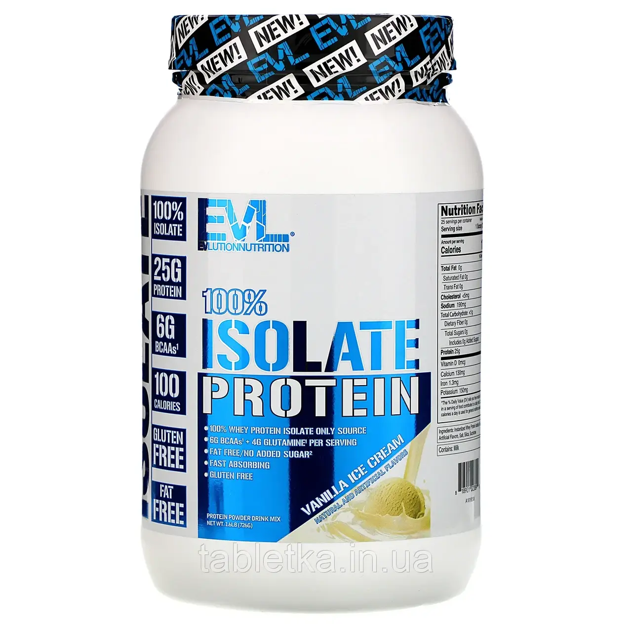 EVLution Nutrition, 100% ізолят білка, ванільне морозиво, 726 г (1,6 фунта)