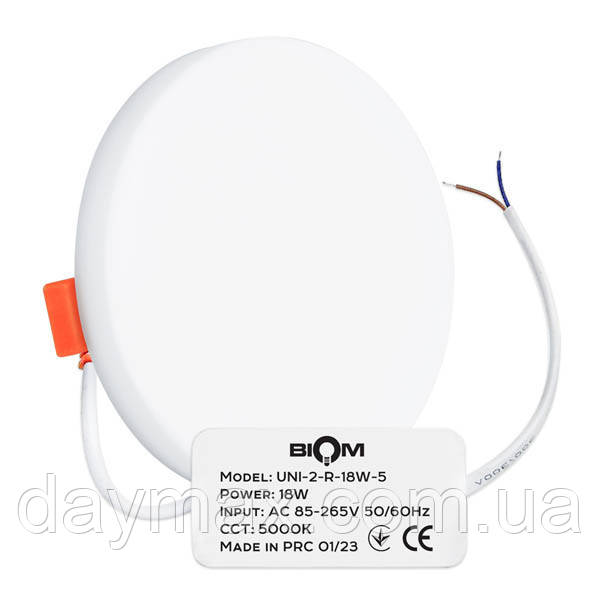 Світильник світлодіодний Biom UNI-2-R18W-5 18 Вт круглий 5000К, фото 1