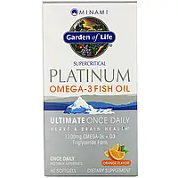 Minami Nutrition, Platinum, рыбий жир Омега-3 со вкусом апельсина, 60 мягких желатиновых капсул Днепр